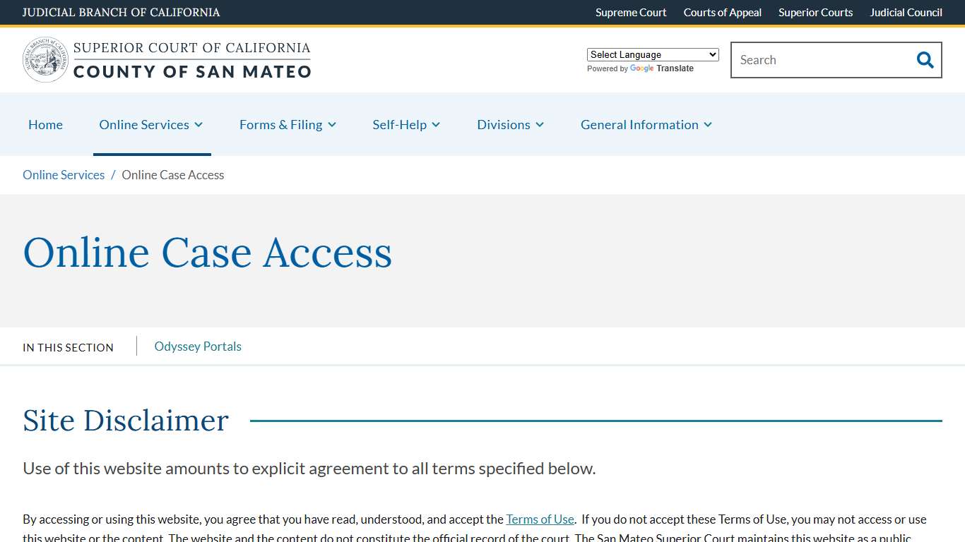 Online Case Access | Superior Court of California | County of San Mateo