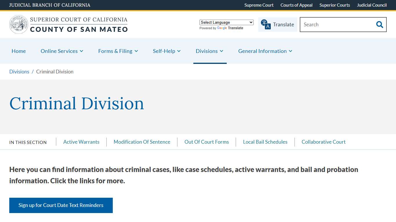Criminal Division | Superior Court of California | County of San Mateo